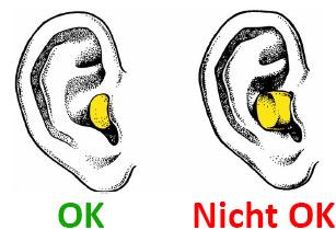 Falsches und richtiges Einsetzen von Einwegstöpseln